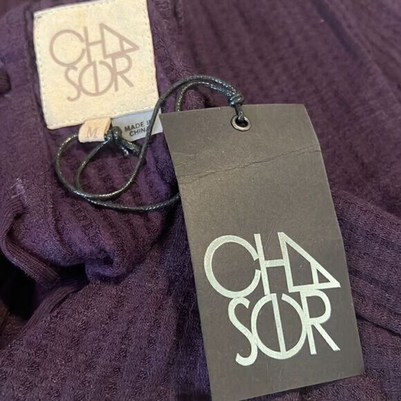 Chaser Purple Waffle Print Long Sleeves Strappy Tie Back Top Size M NWT - Picture 12 of 13